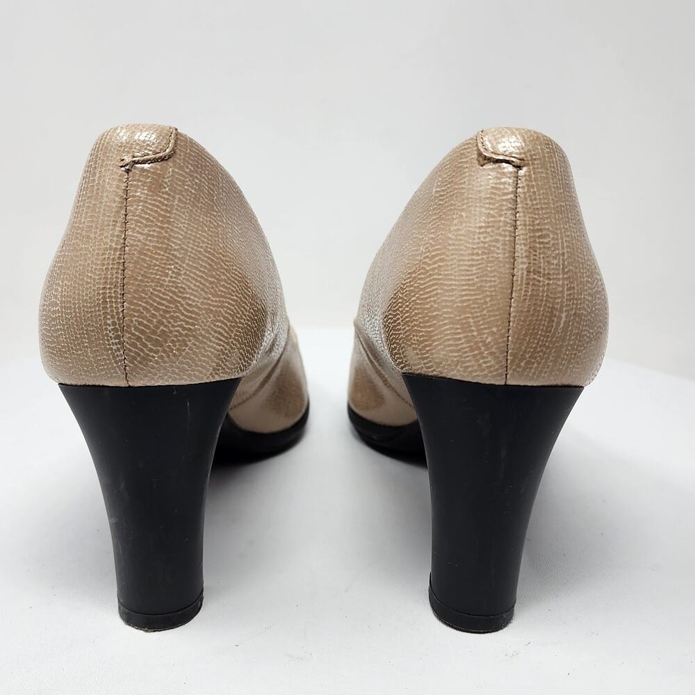 Rockport Total Motion Pumps Women 7 Wide Taupe Foil Leather Block Heel A10790 - Picture 6 of 10